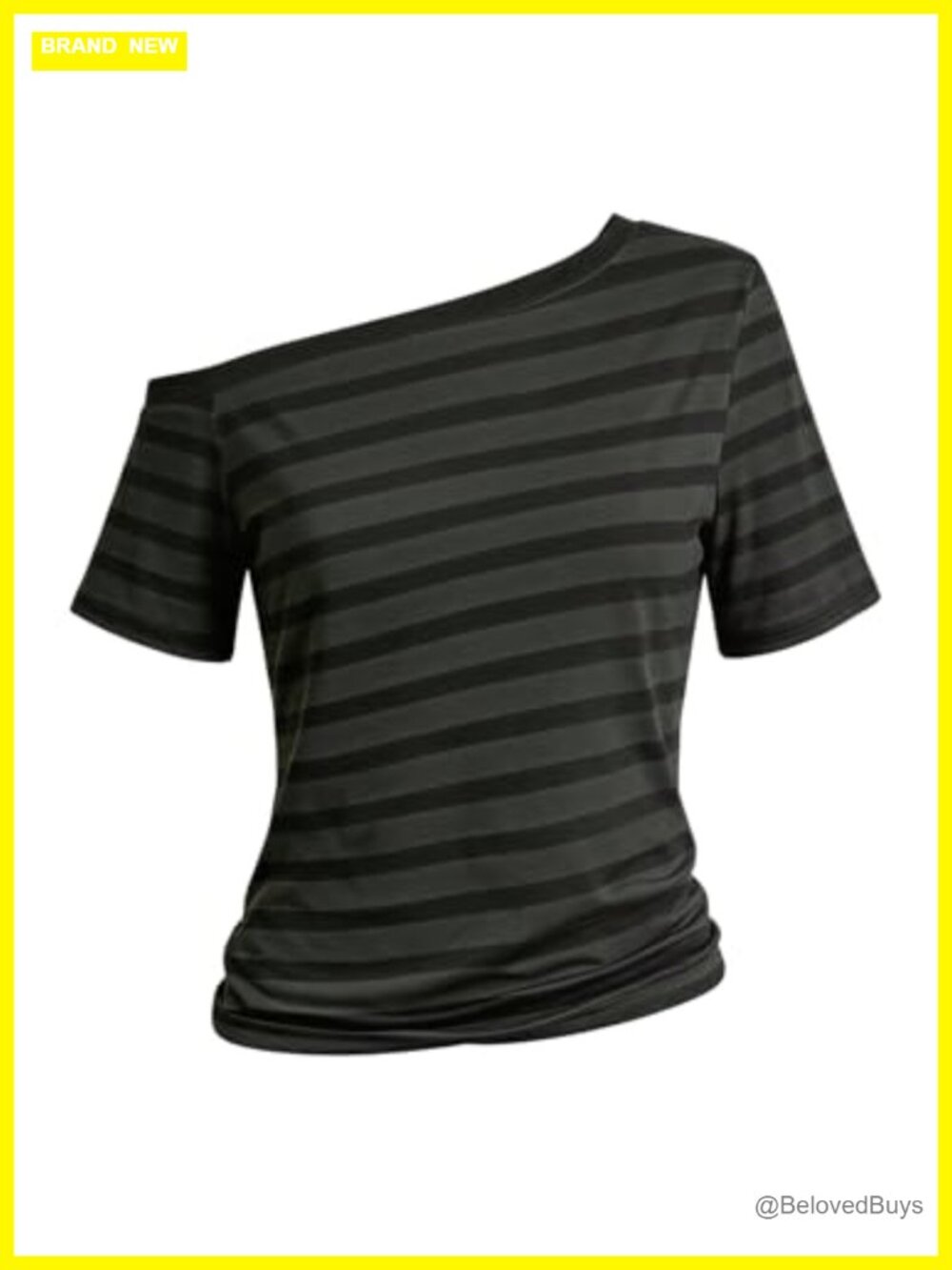 Women's Striped Off Shoulder Short Sleeve Oversized Summer Y2K Tee